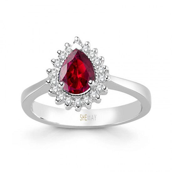 Пръстен с рубин и диаманти 1.00 карата